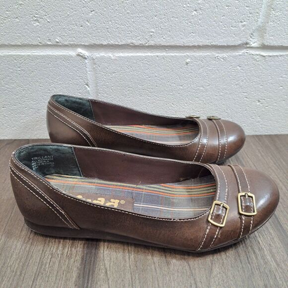Vintage 90s Mudd Flats. Brown Slip Ons Shoes With Double Buckle Womens Size 6 M - Picture 2 of 7